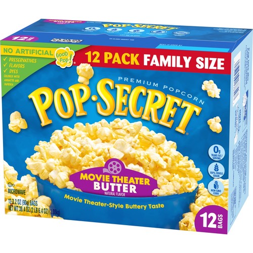Microwave Popcorn, Movie Theater Butter, Flavor, 3 oz Sharing Bags, 12 Ct - Picture 4 of 5