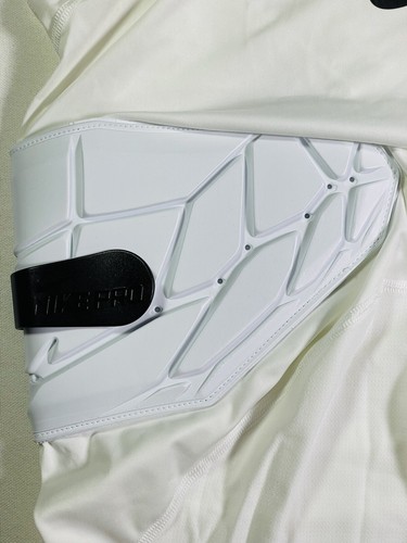 NIKE Pro HyperStrong Compression 4 Pad White On White Football Shirt Top Men’s L - Picture 8 of 11