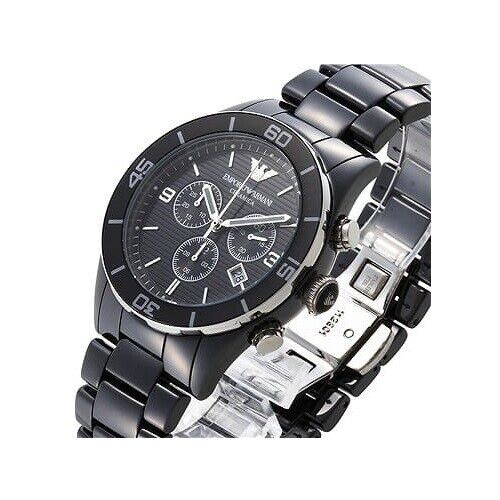 Emporio Armani AR1421 Leo Ceramica Black and Silver Mens Chronograph Wrist Watch - Bild 4 von 8