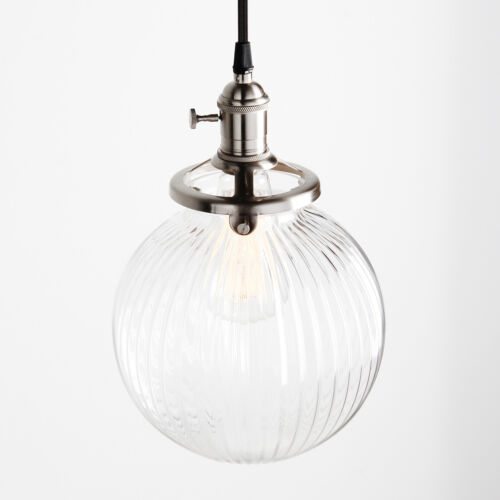 Vintage Pendant Light 7.9” Globe Glass Shade Industrial Kitchen Island Lighting - Picture 20 of 23
