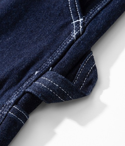 Herren Denim Eisenbahn Arbeiter Hose mehrere Taschen gestreift Overall Arbeitshose - Bild 15 von 26