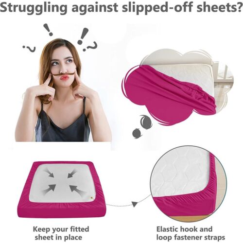 Extra Deep 40 cm Fitted Sheet Bed Sheet for Mattress Single Double King UK Size - Picture 137 of 238