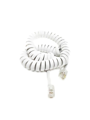 2m Telephone Handset Coiled RJ10 Plug to RJ10 Plug Cable Lead - WHITE - Picture 2 of 6