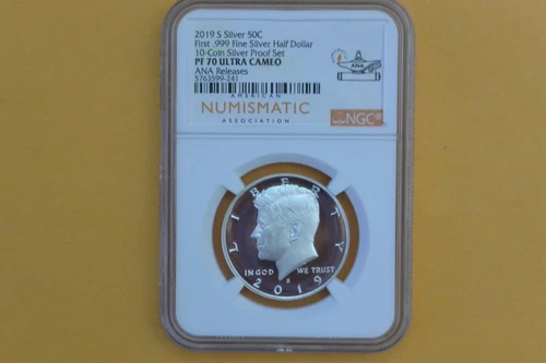 2019 S 50C KENNEDY .999  Fine SILVER NGC PF70  ANA Releases