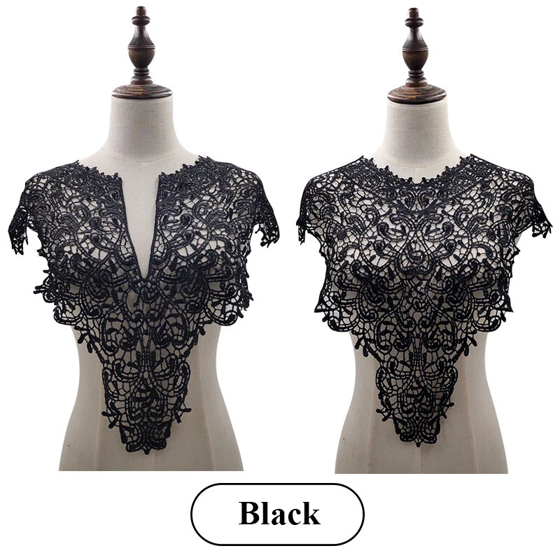 1PC Embroidery Lace Applique Motif DIY Sewing Craft Wedding Dress Neck Trimming - Image 3 of 4