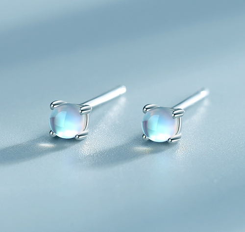 925 Sterlingsilber kleine Mondstein Opal Ohrstecker 5 mm Geschenk F16 - Bild 1 von 5