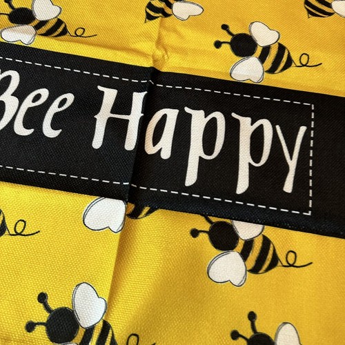 Bee Throw Pillow Cover Bee Happy Spell Out Insect Pillowcase Home Decor Summer - Picture 2 of 8