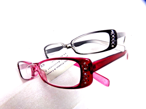 2 Pr Lady Reading Glasses Power +2.0 Fashion crystal decorated Bling frames - Picture 2 of 3