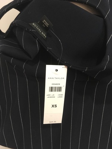 Ann Taylor Azul Marino Ponte Rayas Peplum Top Y Falda Lápiz, Talla XS, 4, NUEVO - Imagen 10 de 12