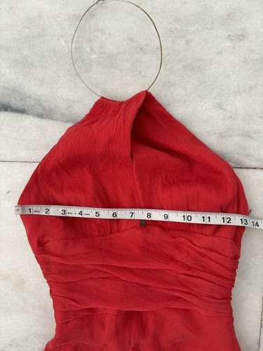 Vintage Laundry by Shelli Segal Silk Cocktail Dress Lined Red Halter Size 4 - Picture 5 of 8