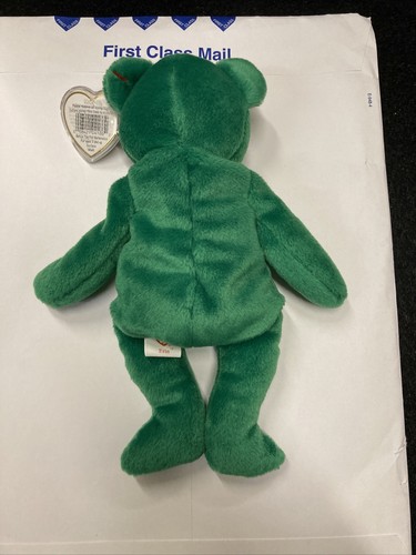 Retired 1997 TY Beanie Baby Erin Lucky Shamrock Green Bear Beanbag Plush Toy. - Picture 5 of 8