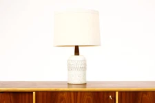 Ceramic Stoneware Studio Pottery Table Lamp - Small Weave — White Glaze — L31