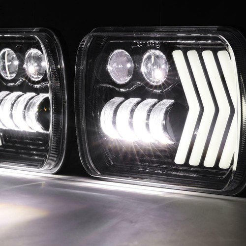 Pair 7x6" LED Headlights Hi-Lo DRL Dynamic Turn Signal for Nissan D21 1986-1994 - Picture 8 of 12