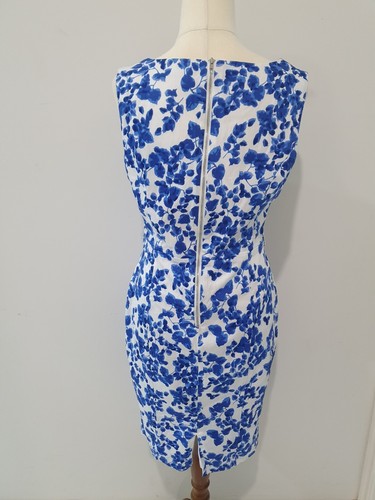 PAGANI Size 10 Blue White Short Sleeve Knee Length Dress - Foto 4 di 7