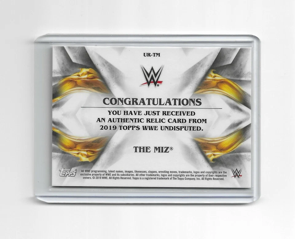 The Miz 2019 Topps Undisputed Shirt Green Parallel Card #UR-TM #d 18/50 WWF - Image 2 of 2