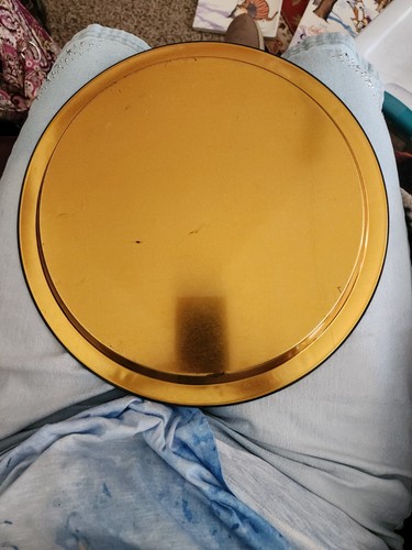 Black Tole/Tole-Wear Style Floral/Fruit Serving Metal Tray Vintage - Picture 3 of 4