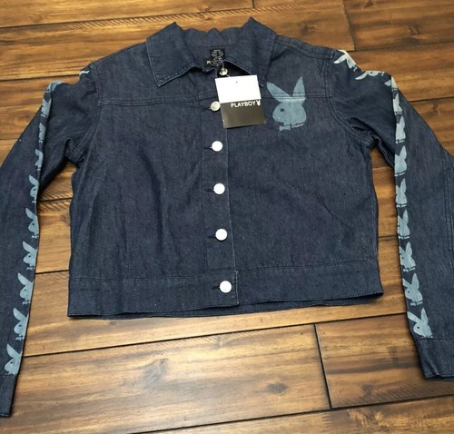 Vintage PLAYBOY Bunny denim 7 blue jean patch top long sleeve jacket women 1980s