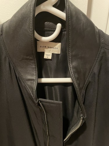 Mens Club Monaco Modern Overcoat Jacket Coat Outerwear Manteaux Black Small - Picture 2 of 5