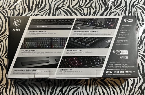 KEYBOARD GAMING BLACK US/VIGOR GK20 US MSI New In Box College School PC RGB - Picture 4 of 4