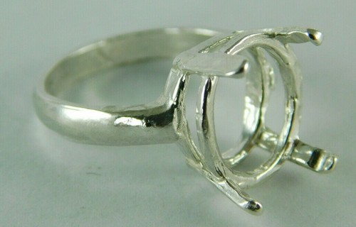 6540 Sterling Silber Ringfassung, 14x10 mm facettiert oval, Größe 7,5 - Bild 1 von 5