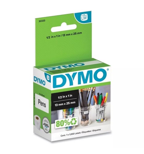 DYMO 30333 LabelWriter 0,5" x 1" Mehrzweck Etiketten - Weiß 1000 Pfund/RL, 1-RL Neu - Bild 1 von 3