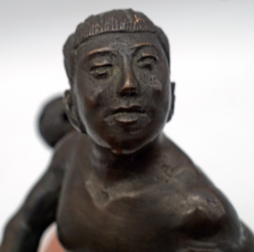 Vintage Bronze Figurine / Statue Asian Man with Soccer Ball on Wooden Base Video - Picture 7 of 12