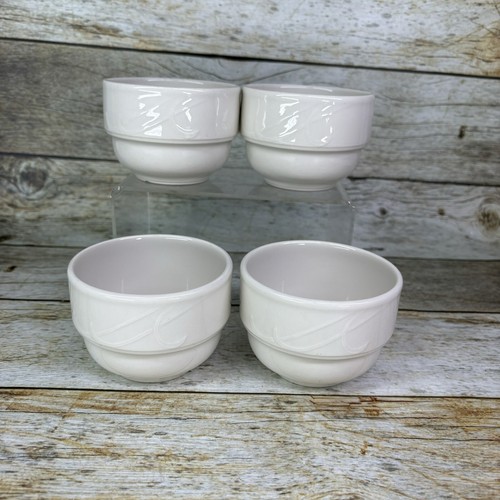 Homer Laughlin China LYRICA Restaurant White Stackable Fruit Sauce Bowls Set 4 - Picture 3 of 16