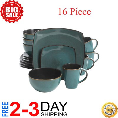 Teal top square dinnerware