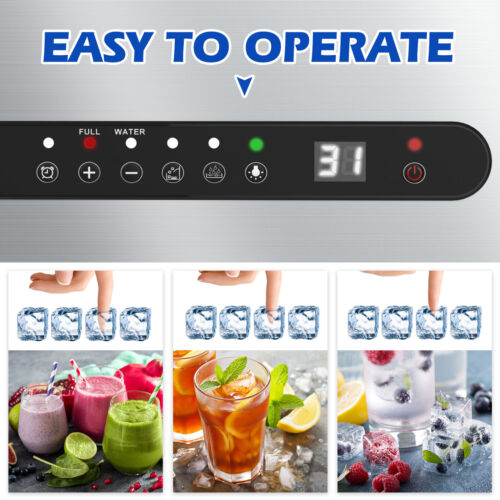 Commercial Ice Maker Machine Portable Ice Cube Tray Stainless Steel 45KG/24HR - Picture 5 of 9