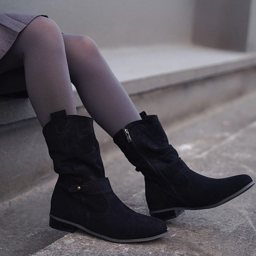 Winter Shoes for Women Suede Boots Zipper Buckle Lady Boot Thick Low Heel Pumps - Bild 17 von 17
