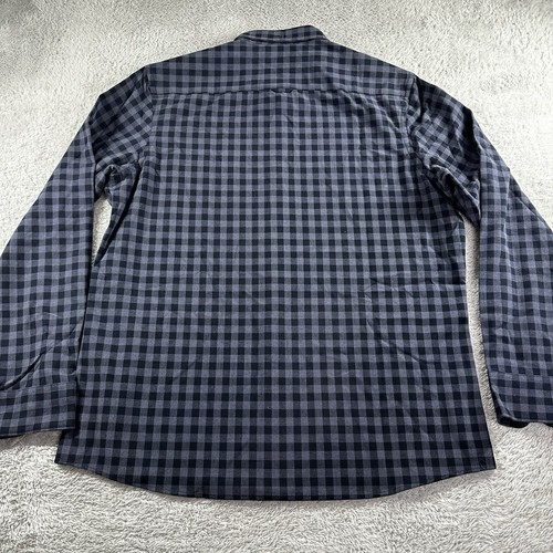 Nordstrom Button Up Shirt Mens XL Gingham Plaid Gray Trim Fit Stretch Preppy - Picture 9 of 10