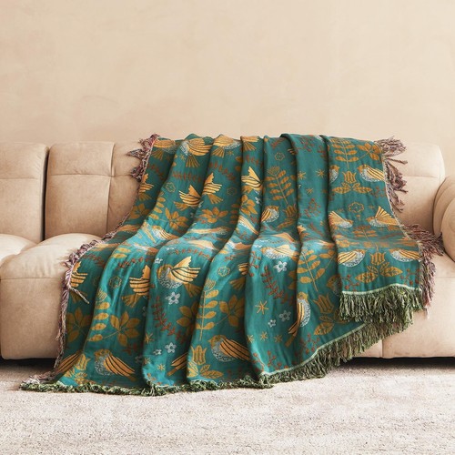Boho Throw Blanket for Bed - 100% Cotton Ultra Soft Rustic Quilt - Fall Blank... - Picture 7 of 10