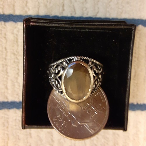 Size 10 Sterling Ring Made With 14 X 10 mm Chocolate Sapphire(8.00 Carats)(332) - Picture 2 of 7