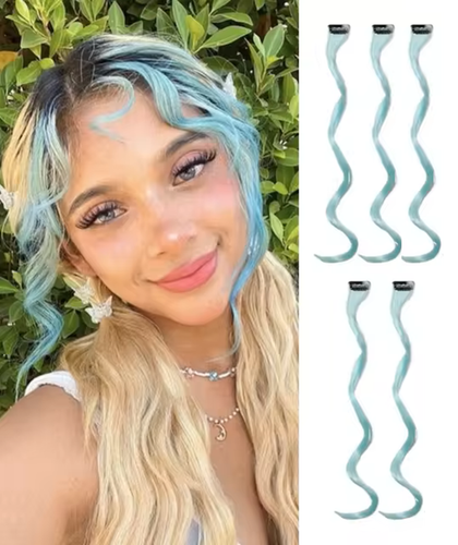 3-8 x Clip In Curly Hair Extensions Long Curly Highlight Streaks + Free Gift - Picture 65 of 101