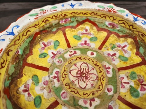 Bencharong thailändische asiatische chinesische Keramik Tazza Opfer Altar Stiel Schale 19. Jh. - Bild 14 von 16