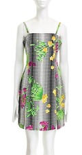 Vintage VERSACE JEANS COUTURE OP Art Polka Dot Floral Medusa Mini Dress ~M-L