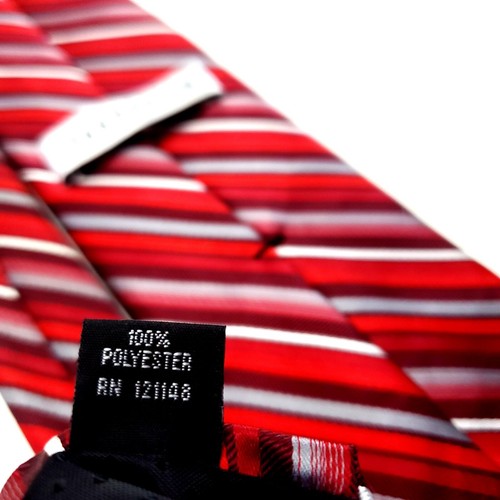 Van Heusen Red Polyester Tie Woven Skinny Striped - Picture 5 of 6