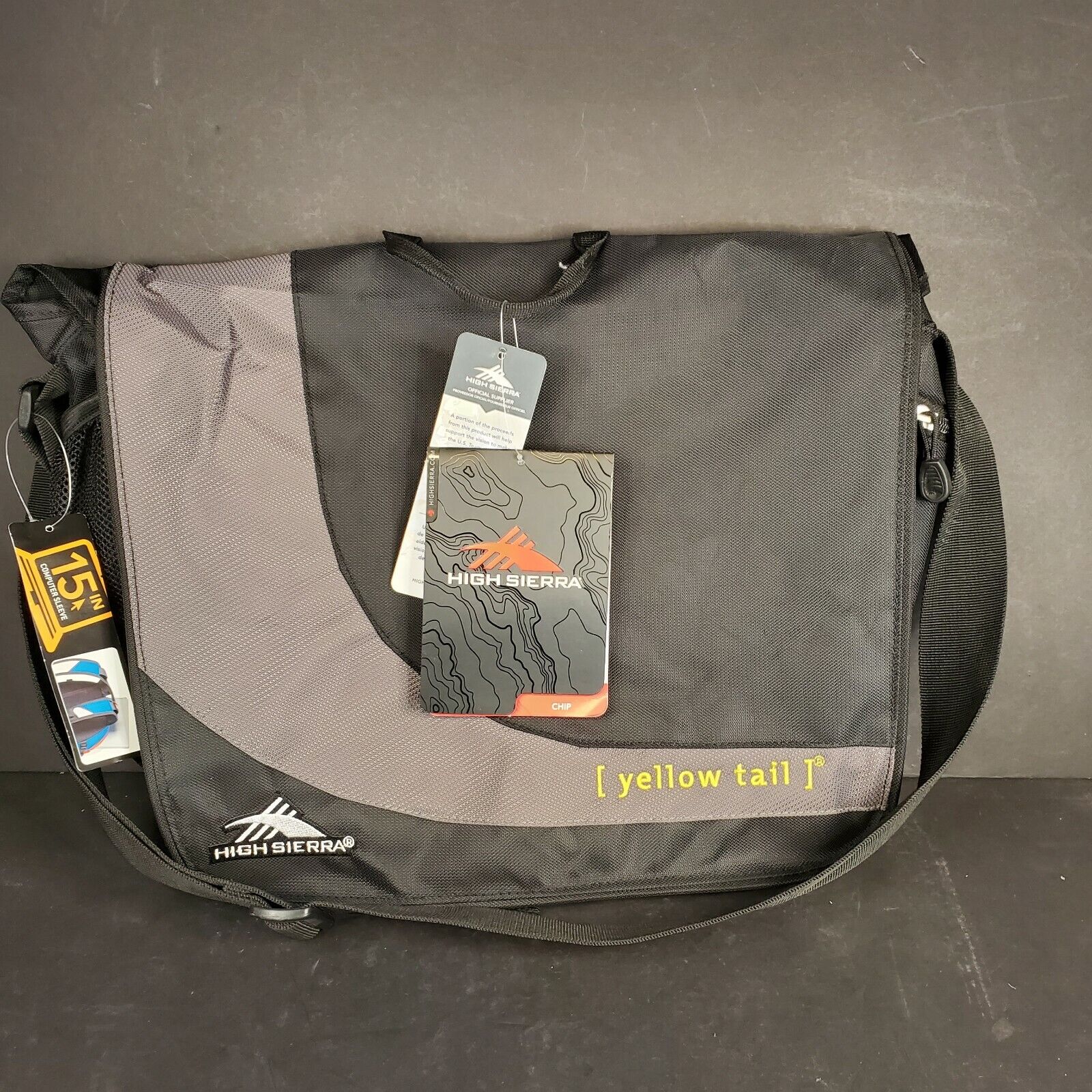 NWT Yellow Tail Australian  Black High Sierra Laptop Computer Messenger Bag 