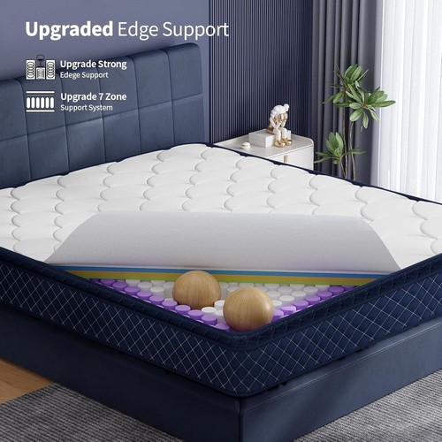 12" 10" Gel Memory Foam Mattress Twin Full Queen King Hybrid Spring Bed in a Box - Picture 7 of 19