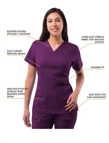 Adar Pro Flawless Plus Scrub Set Women Elevated V-Neck Top & Jogger Scrub Pants - Picture 73 of 224