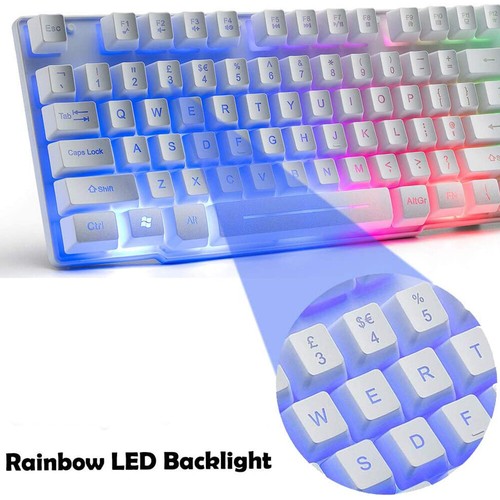 Computer Desktop Gaming Keyboard and Mouse Mechanical Feel Led Light Backlit US - Picture 26 of 38