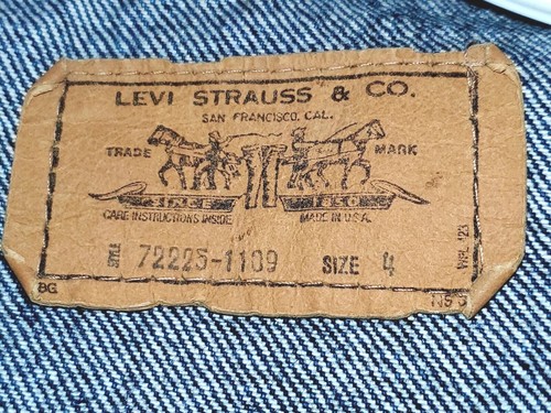 Little Levis Crocheted USA Made Orange Tab Girls 4 Vintage Denim Jacket 80s 90s - Picture 5 of 7