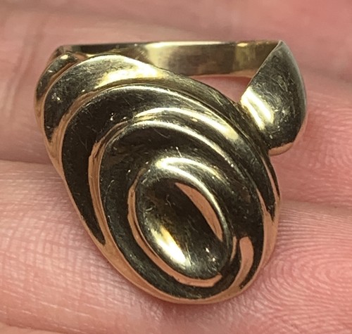 Antique 14k Oval Three Dimensional Dome Gold Cocktail Ring 5 7.1g - Picture 2 of 7