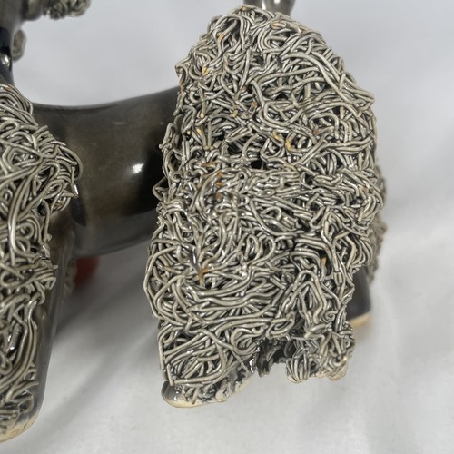 Statuina barboncino spaghetti grigio vintage con colletto strass alta 5 pollici - Foto 7 di 9