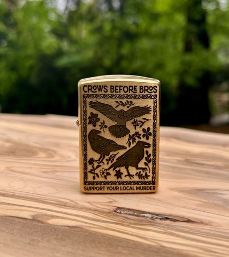 Crow Murder Custom Engraved Zippo | Armor Case | Solid Brass | Made in USA - Picture 4 of 5
