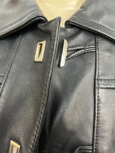 Escada Damen Lederjacke schwarz Lammnappa mit goldenen Beschlägen Größe 38 - Bild 5 von 9