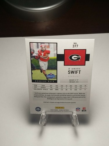 D'Andre Swift 2020 Score Rookie Red SP Detroit Lions Georgia Bulldogs - Bild 2 von 2