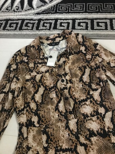 F&F brown black snakeskin pattern midi shirt dress new with tags sz 12 - Picture 2 of 10