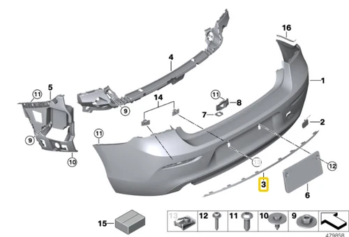 BMW 1 Series F20 F21 LCI Urban Rear Bumper Trim Strip Chrome 7371763 NO🇺🇸DUTY