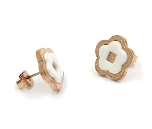 Edelstahl Keramik Ohrstecker Ohrschmuck Rosegold Weiß Schwarz Zirkonia Damen - Bild 5 von 18